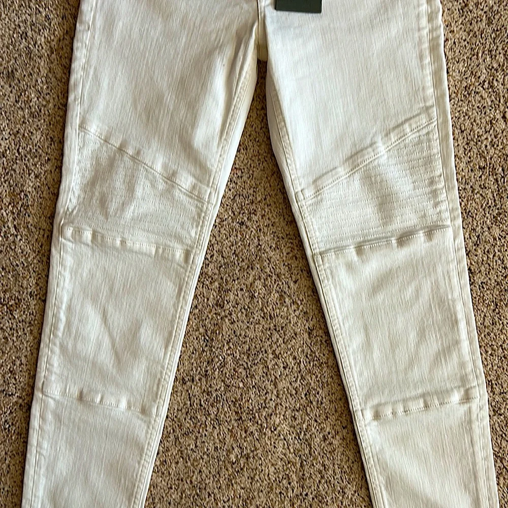 Allsaints NWT Off White Skinny Fit Low Rise Biker Seaming Cropped Pants **Sz 28* - Picture 5 of 8
